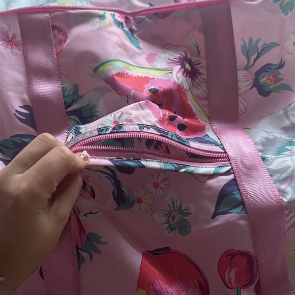 Vera Bradley Packable Bag-Pink with a Floral/Fruit Print - Picture 3 of 4